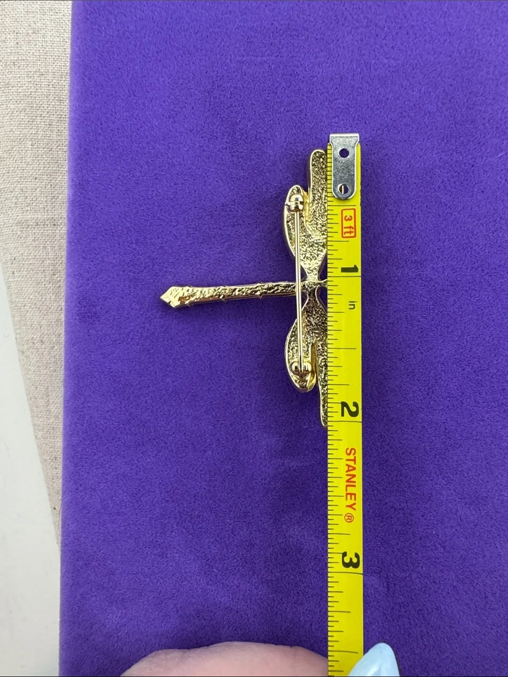 💛 Vintage Gold-Tone Crystal & Pearl Dragonfly Brooch | Nature Lover - Picture 5 of 5